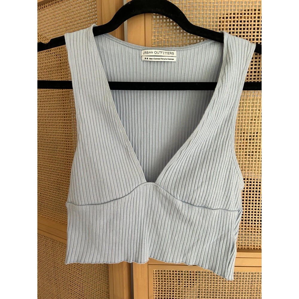 Urban Outfitters Ribbed Blue Sleeveless Crop Tank Top M